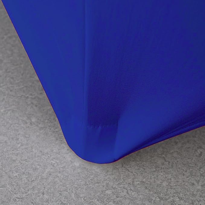 2 Pack 8FT Royal Blue Spandex Tablecloth Stretch Fitted Table Cover for Rectangular Table Event, Wedding, Banquet and Parties