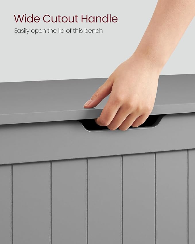 VASAGLE Storage Chest, 29.9 Inches Width Storage Bench, Entryway Bench with 2 Safety Hinges, Shoe Bench, Farmhouse Style, for Entryway, Bedroom, Living Room, Dove Gray ULHS011G01