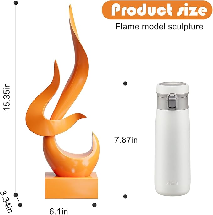 Dosker Orange Flame Sculptures Home Decor, Abstract Statues Shelf Decor, Table Decor, Desk Decor for Living Room Office, Kitchen