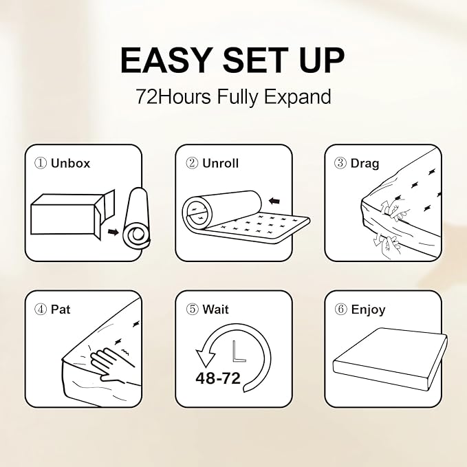 6 Inch Queen Size Mattress in a Box,Memory Foam Mattress for Comfort Sleep, Cooling Night Sleep & Pressure Relief, Ships Compressed (6", Queen)