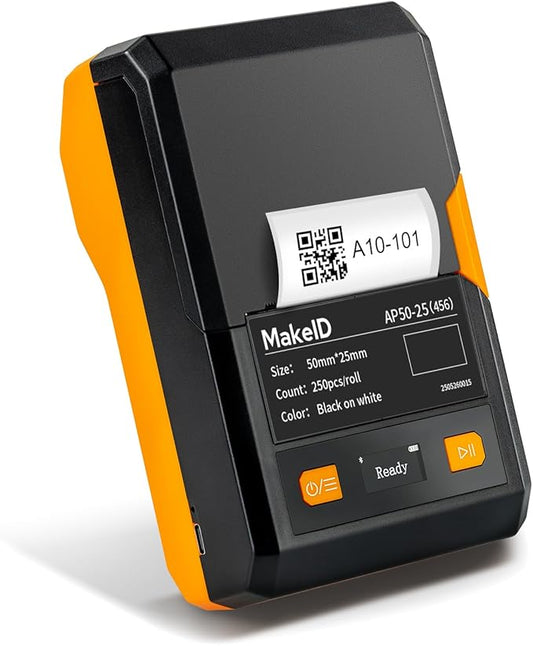 Makeid EP53 Portable Industrial Label Maker, 2" Print Head Bluetooth Label Printer, Mobile APP & PC Editor Compatible, 2000mAh Li-ion Battery, Come with 1" H x 2" W Label for Job Sites