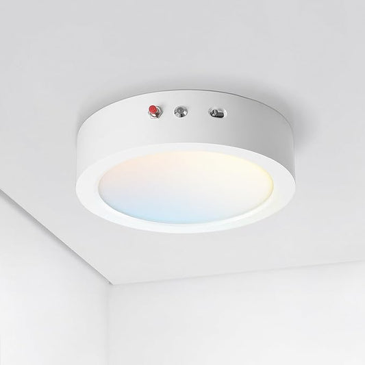 ASD LED 7" Round Flush Mount Ceiling Light Fixture, Low Profile Surface Lighting | 5CCT, Dimmable, Battery Backup, ETL Listed | 15W 1200LM 2700-6000K 120V | Kitchen, Bedroom, Hallway Lamp | White