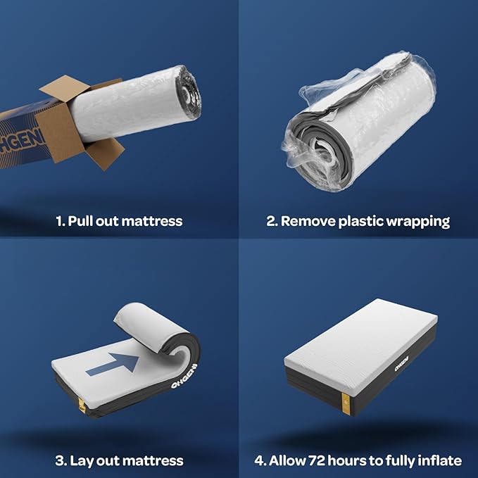 OhGeni 8 Inch Twin Size Mattress, Cooling Gel Memory Foam, Single Bed Mattresses in a Box, Cool Surface Touch, Medium,Ergonomic Support & Pressure Relief,CertiPUR-US Certified Foam, Designed in USA