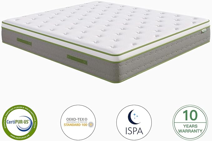 Novilla Queen Size Mattress, 10 Inch Hybrid Pillow Top Queen Mattress in a Box with Gel Memory Foam & Individually Wrapped Pocket Coils Innerspring for a Cozy & Peaceful Sleep