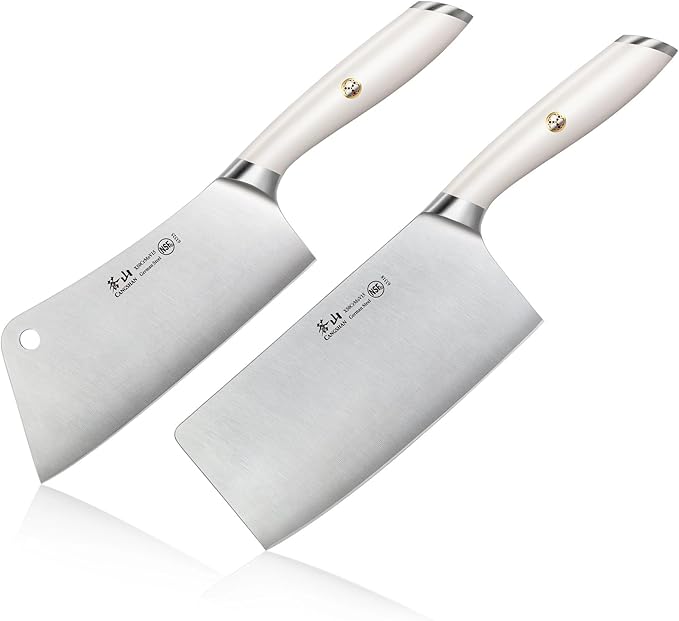 Cangshan L1 Series 2-Piece Cleaver Set, Forged German Steel (White)
