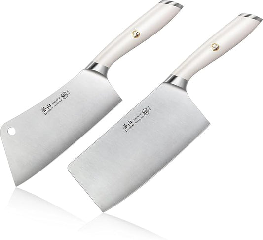 Cangshan L1 Series 2-Piece Cleaver Set, Forged German Steel (White)
