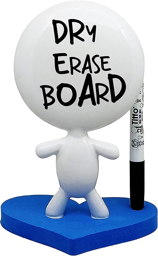 Coworker Gifts - TITTO in Love, Draw Your Ideas - Home Gift - Deco Your Desk - Ceramic Doll - Titto The Dry Erase Message & Memo Doll Whiteboard - Blue Office (Blue)