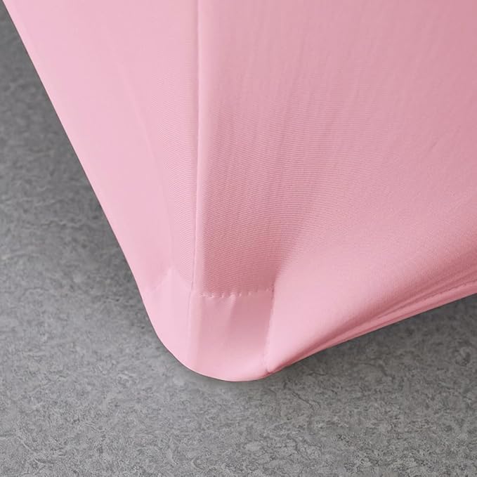 2 Pack 4FT Pink Spandex Tablecloth Stretch Fitted Table Cover for Rectangular Table Event, Wedding, Banquet and Parties