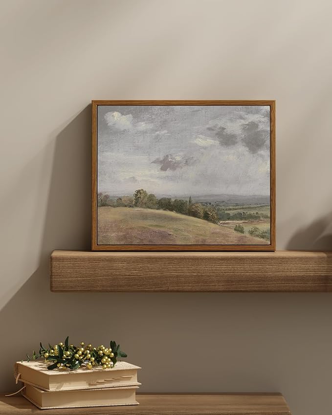 InSimSea Framed Canvas Wall Art Vintage Decor, Landscape Wall Art, Farmhouse Wall Art for Living Room, Rolling Hills Wall Painting Pictures for Bedroom Wall Decor, 11"x14"