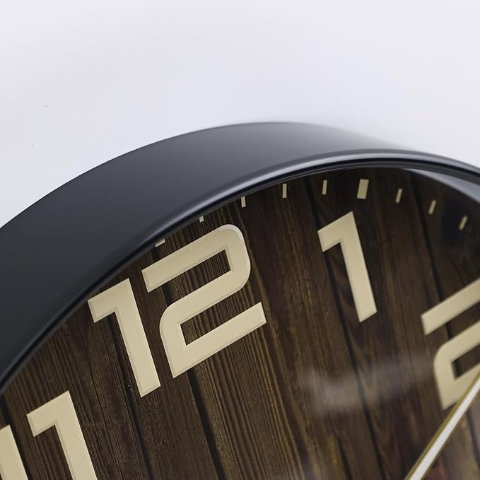 NUOVO Wall Clock Wood Tone Continuous Second Hand Wall Clock Arabic Numeral Clock Simple Interior (30 cm/ 12")