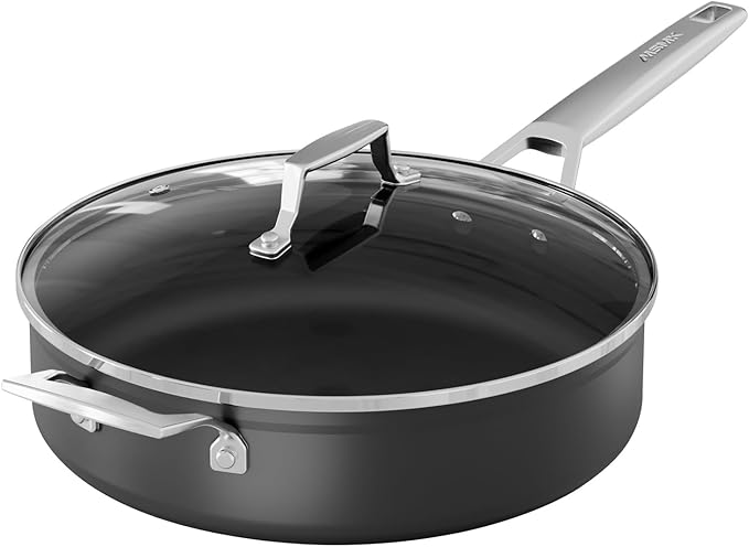 MsMk Nonstick Deep Frying Pan, 4.5 Quart Saute Pan with lid, 11 inch, Stay-Cool Handle, Smooth Bottom, PFAS Free Non-Toxic, Oven safe to 700℉, Induction, Ceramic and Gas Cooktops