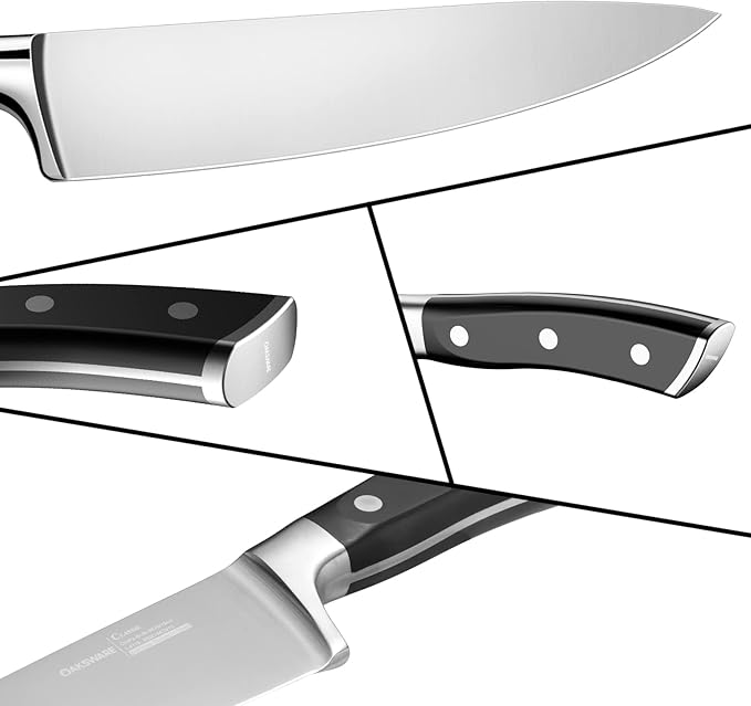 OAKSWARE Kitchen Knife Set 3-Piece, Ultra Sharp Kitchen Knives, Paring Knife and Utility Knife for Kitchen, German Steel & Ergonomic ABS-Handle
