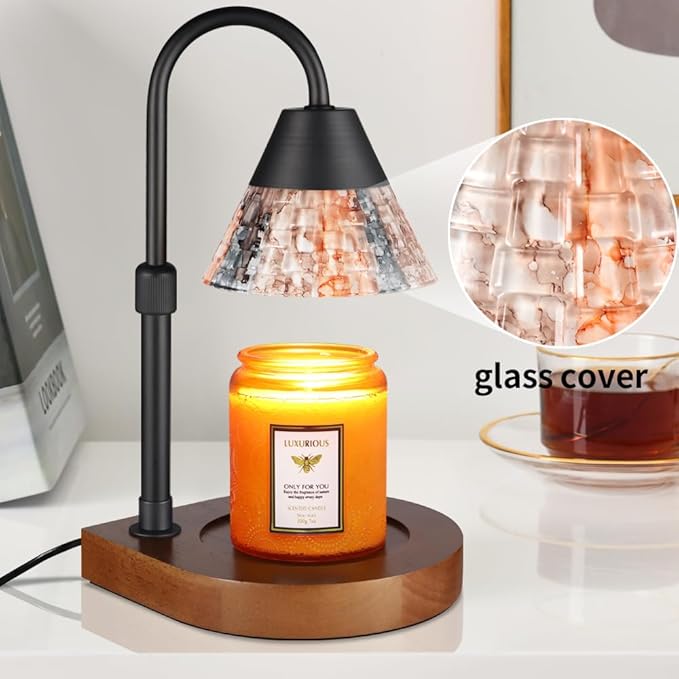Candle Warmer Lamp with Timer, Dimmable Electric Candle Warmer,Candle Melter for Scented Candles Top-Down Candle Melting,Home Decor Mothers Day Birthday Gifts for Women Mom Grandma(Mixed Color Glass)