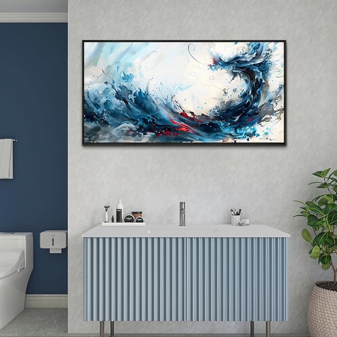 hyidecorart Canvas Prints Wall Art For Living Room Abstract Painting Wall Artworks Wall Decor for Bedroom Hang Pictures For Office Decoration Minimalism Watercolour Posters Black Framed Hotel Mural