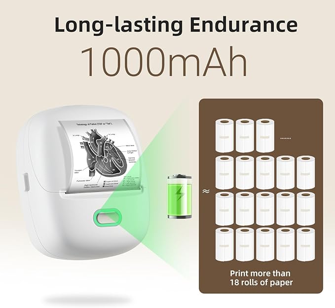 ORGSTA S002 Sticker Printer - Mini Printer Portable Thermal Sticker Maker, Bluetooth Print Pod Inkless Label Maker for Photos, Journal, Receipts, DIY Creation