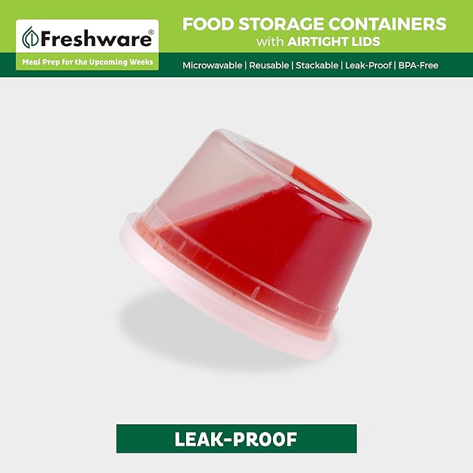 Freshware Food Storage Containers [50 Set] 12 oz Plastic Deli Containers with Lids, Slime, Soup, Meal Prep Containers | BPA Free | Stackable | Leakproof | Microwave/Dishwasher/Freezer Safe