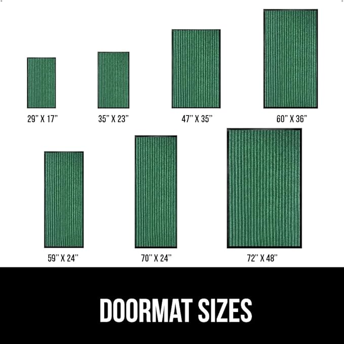 GORILLA GRIP Traffic Guard Door Mat, 72x48, Heavy Duty Welcome Mats, Commercial Office Space Doormat, Waterproof, Fade Resistant, Strong Rubber Backing, Low Profile, Shoe and Boot Scraper, Green