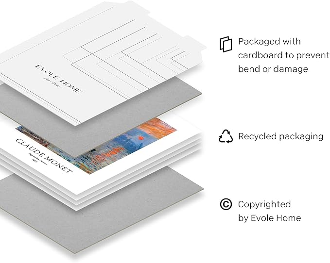 EVOLE HOME Claude Monet Art Prints, Set of 4 Wall Art, Unframed 8x10 Art Prints, Giclée Prints, Impressionism Art Poster for Home Decor, Office Wall Decor, Gift for Men, Women