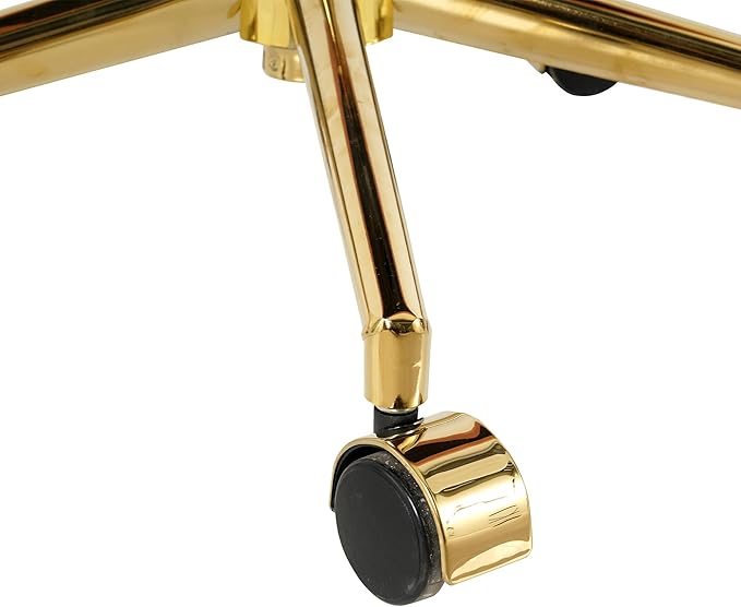 Furnimart 360° Swivel Rolling Desk Chair, Height Adjustable Vanity Chair with Gold Legs, Pink Cute Task Chair with Wheels for Dorm Bedroom Studying Small Places (Teddy Pink)