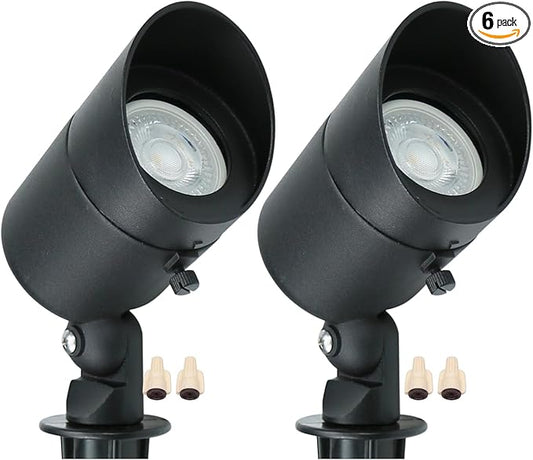 Lumina Lighting® 5W Landscape Lighting 12V Landscape Lights Low Voltage Landscape Spotlights Warm White Waterproof Outdoor Replaceable LED Bulb for Garden,Lawn,Porch,Patio and Yard (Black) (2-Pack)