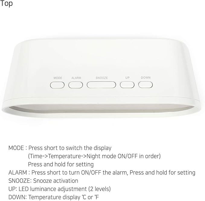 mooas Pop Mirror Digital Alarm Clock, LED Desk Clock with Nightlight, Snooze, Indoor Temperature, Battery Operated Small Size Clock for Kids Girls Bedroom Livingroom Office (White)