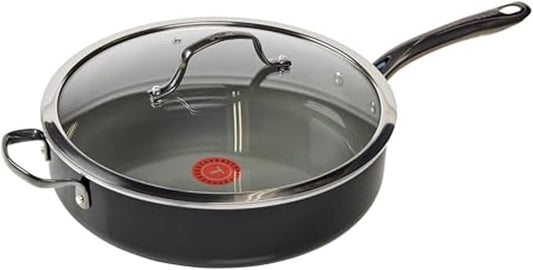 T-Fal Preserve Ceramic Nonstick Saute Pan with Lid 5.5 Qt, Oven and Broiler Safe up to 350°F Cookware, Frying Pan, Stay-Cool Handle, Skillet Pots and Pans, Black