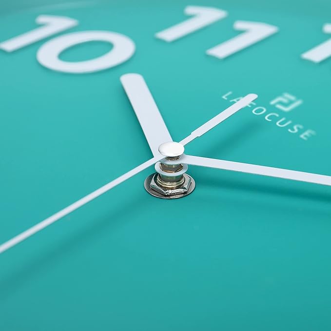 Lafocuse 12 Inch Silent 3D Numbers Teal Wall Clock for Living Room Decor, Battery Operated Teal Clocks for Girls Room Bedroom Office Kitchen