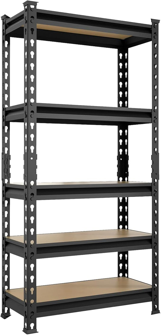 BIG RED Storage Shelving Unit, 5-Tier Adjustable, Heavy Duty Metal Garage Shelves/Utility Rack for Kitchen, Pantry, Basement, Bathroom, Laundry - 2,000 lbs Capacity, Black, 59" H x 28" W x 12" D