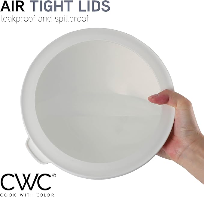 COOK WITH COLOR Mixing Bowls with Lids - 12 Piece Plastic Nesting Bowls Set includes 6 Prep Bowls and 6 Lids, Diamond Design - Microwave Safe (Mint)