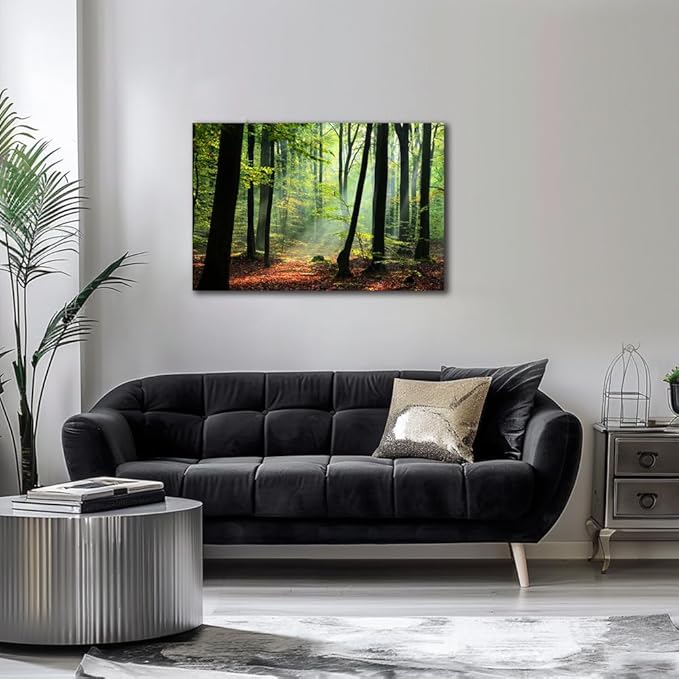 Nature Wall Art Forest Art Canvas Wall Decor Green Tree Canvas Print Artwork Decor for Living Room Mountain Wall Art Landscape Pictures for Bedroom Home Office Decorations 24x36Inch
