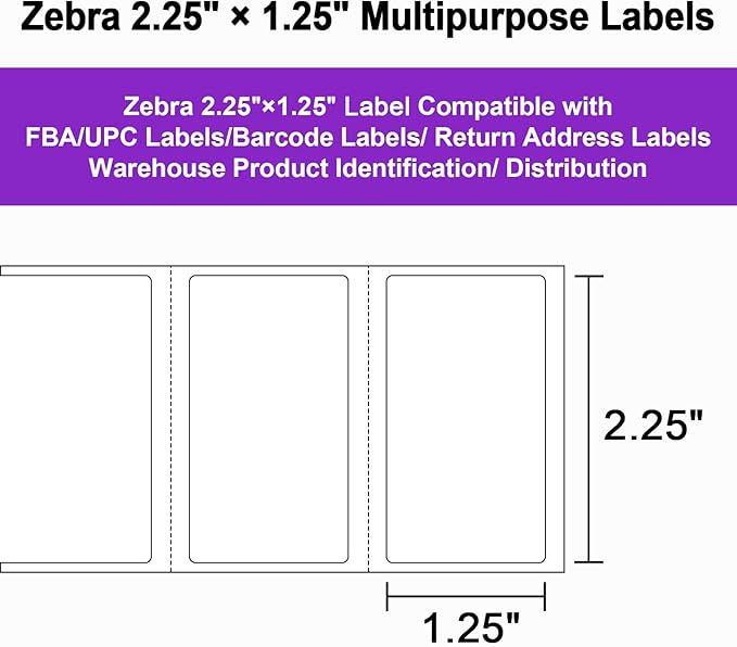 12 Rolls 12000 Labels 2.25" x 1.25" Direct Thermal Labels - AveneMark Perforated for Barcode Address Labels - Postage Shipping Labels Compatible with Rollo & Zebra Desktop Printers,1000 Labels/Roll