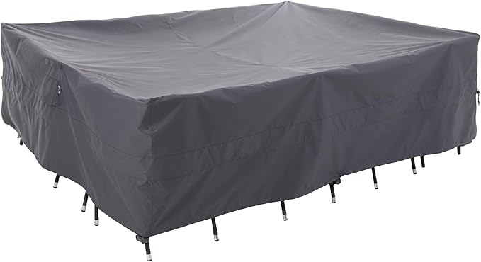 WJ-X3 Large Rectangular Outdoor Sectional Furniture Set Cover Waterproof, Dining Table Cover Wind Resistant, 126W x 84D x 31H in, Grey