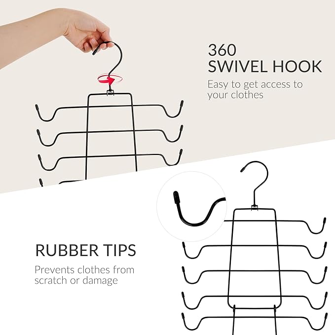 ZEDODIER 3 Pack Tank Top Hanger, Space Saving Bra Hangers, Non-Slip Hanging Sport Bras Holder, Closet Organizers and Storage for Camisoles Tank Tops Bras Ties Swimsuits Strappy Dress, Black