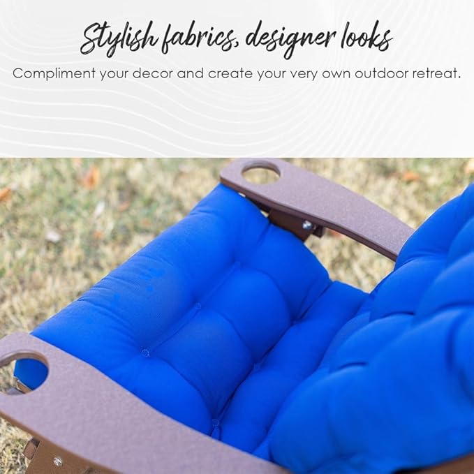 RSH DECOR: Tufted Adirondack Chair Cushion | 42.5” x 21” | All-Weather Spun Fabric | Water and Fade-Resistant | Outdoor Cushion for Patio Furniture | Daelyn Navy