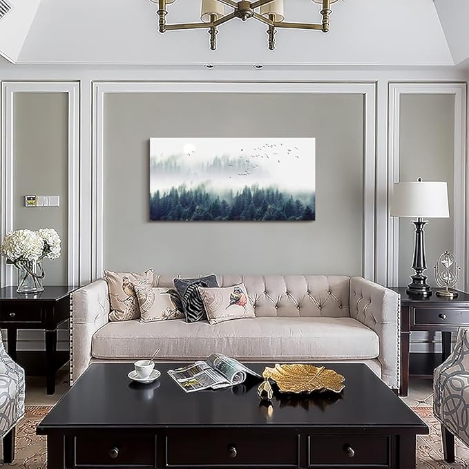 MHARTK66 Ethereal Landscape Mountain landscape painting-Canvas Wall Art for Living Room - Bedroom Wall decor-Modern Home Decor office wall decorations Stretched and Framed Ready to Hang 20" x 40"inch