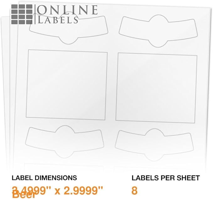3.58 x 3.62 Waterproof Beer Bottle Labels (Laser Printers Only) - Pack of 400 Labels, 100 Sheets - OnlineLabels