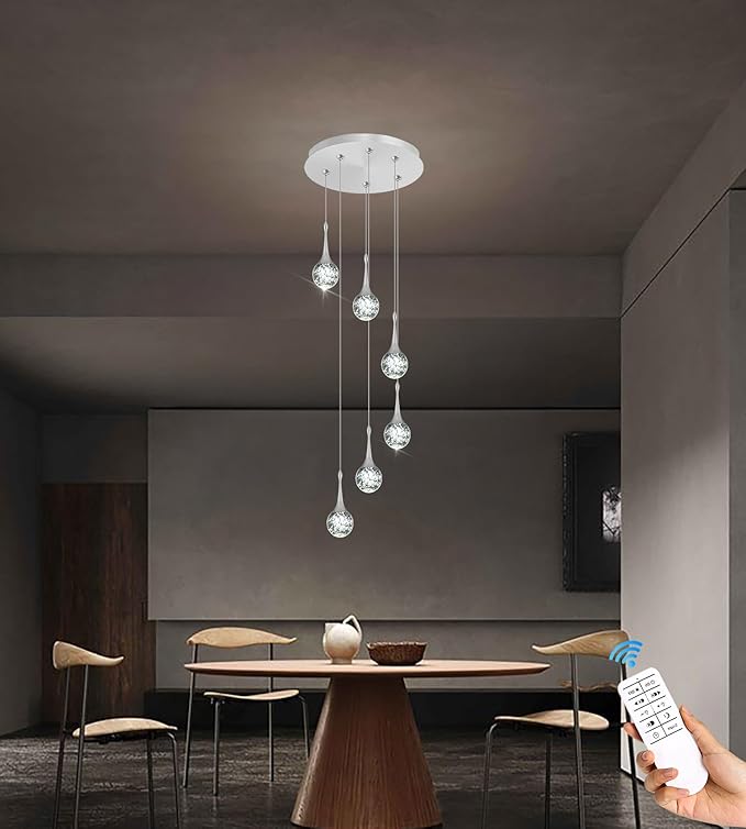 Flashing God Pendant Lights Kitchen Island 6-Lights Pendant Chandelier for Dining Room Hallway Stairwell LED Dimmable 2700K-6000K