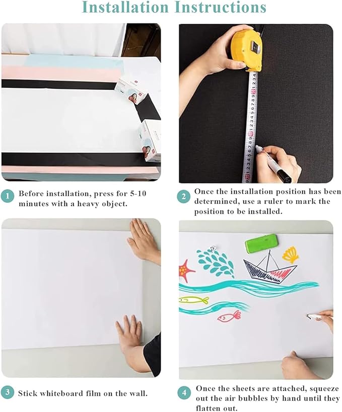 Magnetic Dry Erase Whiteboard Paper, 94" x 47" with Self Adhesive Whiteboard for Wall, Easy to Write and Clean Dry Erase Board for Kids, Office, Home, with Marker, Magnetic Eraser and Magnets