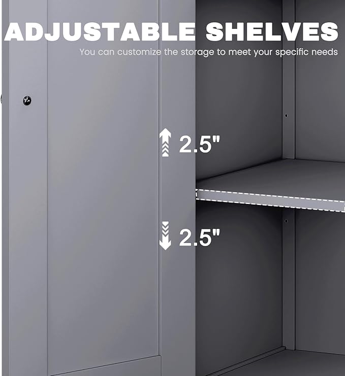 Bathroom Cabinet, Modern Bathroom Floor Storage Cabinet, Freestanding Organizer with Adjustable Shelves & Double Doors, 3-Tier Home Living Room Furniture