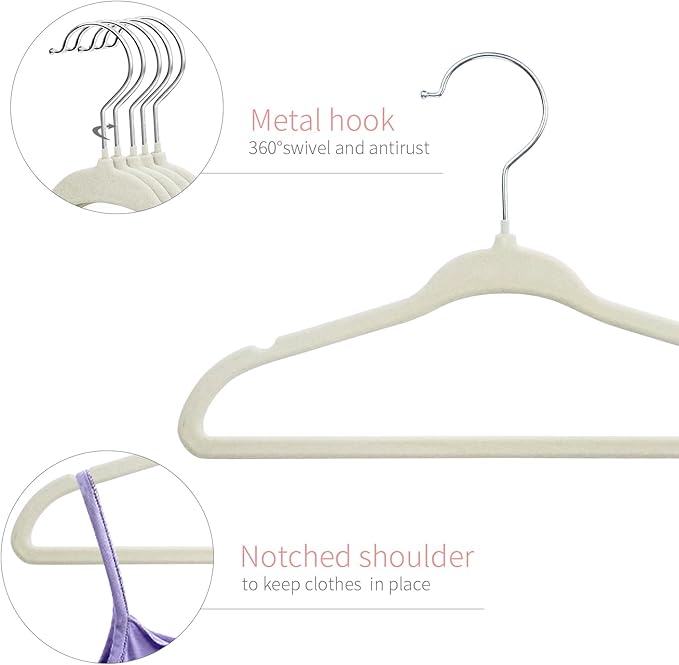 ManGotree Baby Velvet Clothes Hangers, Childrens Kids Hangers for Clothes Space Saving Non-Slip 15 Pack (Beige)