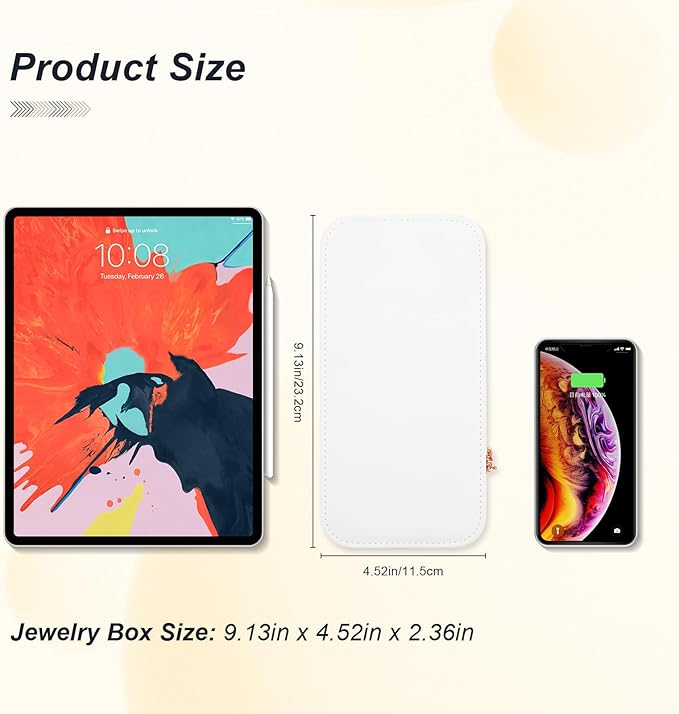 Jewelry Box Small Jewelry Boxes, PU Leather Portable Travel Jewelry Case, Large Capacity for Rings Earrings Necklaces Bracelets Watch, White C