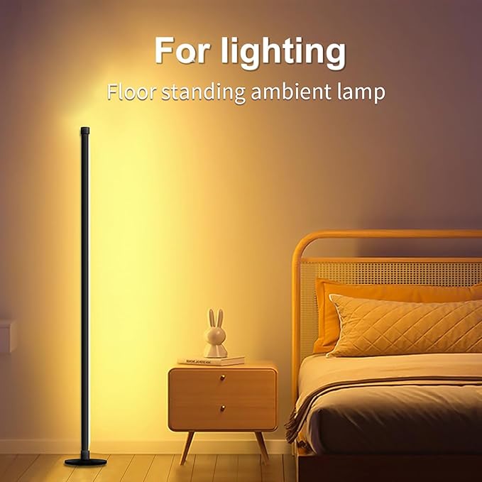 RGB Floor Lamp,Smart LED Corner Lamp with App and Remote Control,16 Million Colors & 80+ Scene,Music Sync,Timer Setting,Ideal for Living Rooms,Bedrooms,Gaming Rooms,Ambient Lighting (63” H)