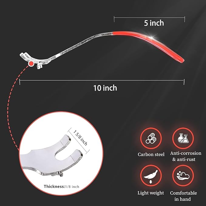 Vankey Cooking Grill Grate Lifter, Carbon Steel Grill Grate Lifter Gripper for Kamado Joe, Big Size Green Egg, Primo Charcoal Grill and Gas Grills