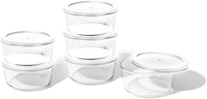 12-Piece Glass Food Storage Containers Set (6 Containers + 6 BPA-Free Lids) | 4-Cup, Leakproof | Microwave, Freezer, Oven & Dishwasher Safe | Ideal for Meal Prep & Pantry Organization