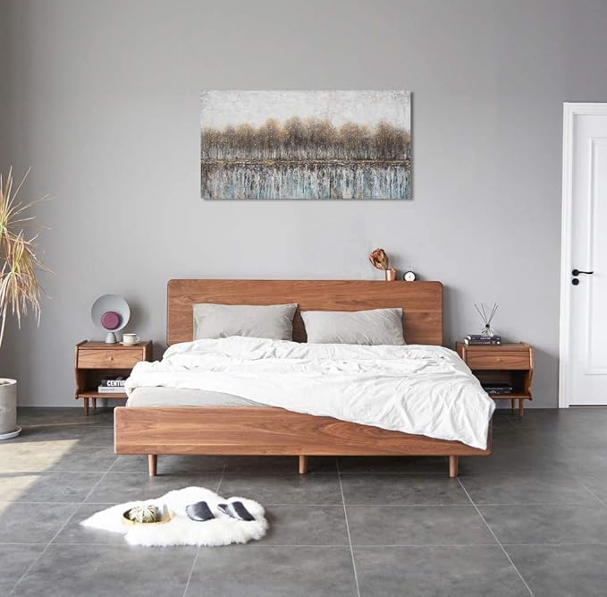 NdcSkyArt Tree Rustic Wall Art for Living Room, Forest Reflections Canvas Prints, Brown Textured Abstract Landscape Painting for Farmhouse Great Dining Room Bedroom Home Decor