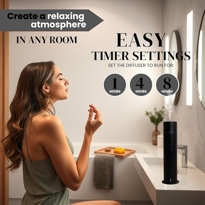 Aroma Scent Diffuser Starter Kit for Up to 1000SQ. FT. Coverage - 120ML Waterless Essential Oil Scent Included - Luxury Aroma Diffuser Ideal for Home, Office & Hotel (Silver, Iconic)