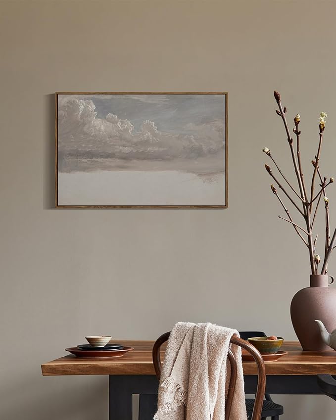 InSimSea Framed Canvas Wall Art Vintage Decor, Home Decor Classical Oil Painting Cloud Study Large Decorations for Living Room, Wall Art for Bedroom Bathroom Gallery, 20"x30"