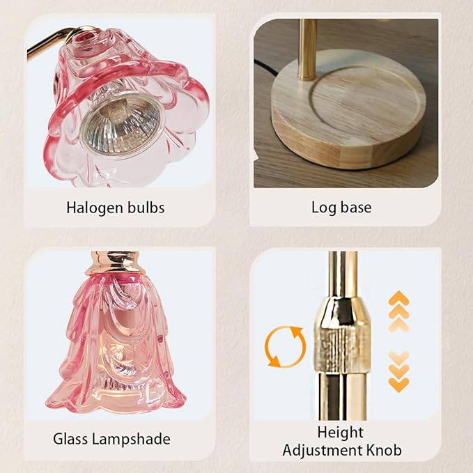 Candle Warmer Lamp with Timer Dimmer Adjustable Height for New Home House Bedroom Decor,Wax Melt Warmer with 2 Bulbs for Jar Candles, Gifts for Mom Women Friend Sister Mothers Day Birthday | Pink