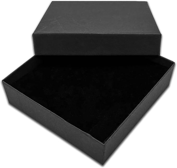TheDisplayGuys - 24-Pack Cardboard Kraft Paper Jewelry Gift Boxes w. Velvet Padding - Necklace/Pendant - Matte Black - #33 (3.5" x 3.5" x 1.0")