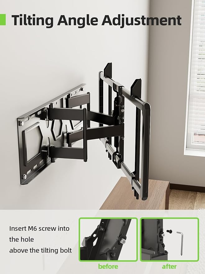 USX Mount Ultra Slim Full Motion TV Wall Mount for 37-90 inch Flat Screen/LED/4K, Wall Mount TV Bracket with Dual Swivel Articulating 6 Arms, Max VESA 600x400mm, Fits 8/16/24 Studs